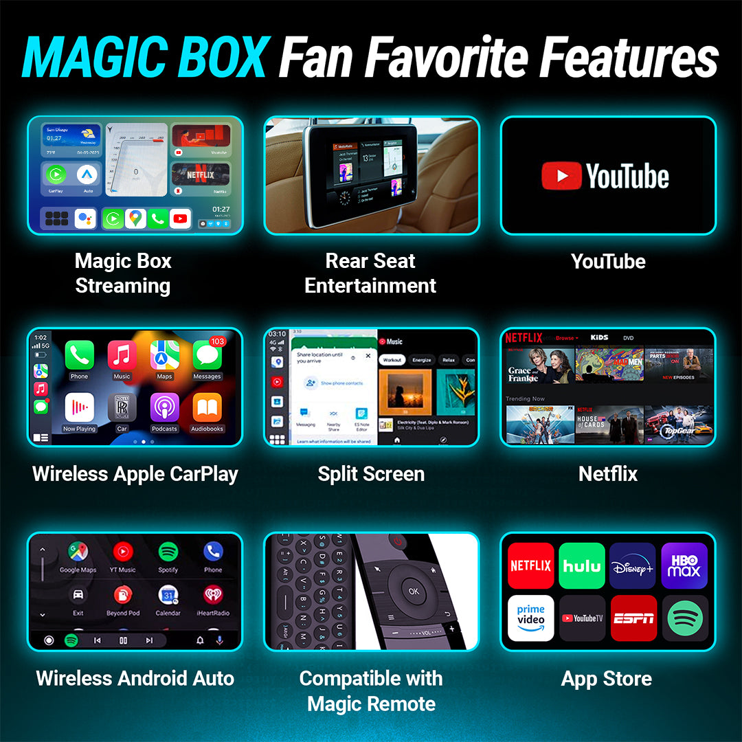 ONINCE Magic Box, Car Play AI Box with Netflix Hulu  Disney+,  Wireless CarPlay Adapter & Android Auto Wireless Adapter